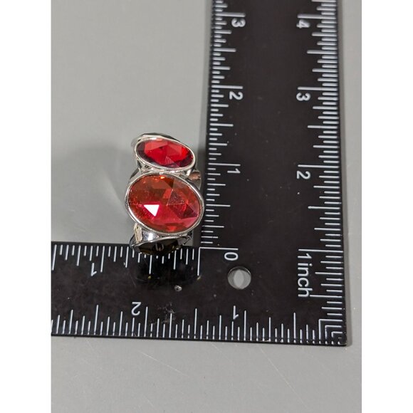 Vera Wang Cocktail Ring Red Pink Green Cabochon Wide Stretch Size 11 - Picture 8 of 8